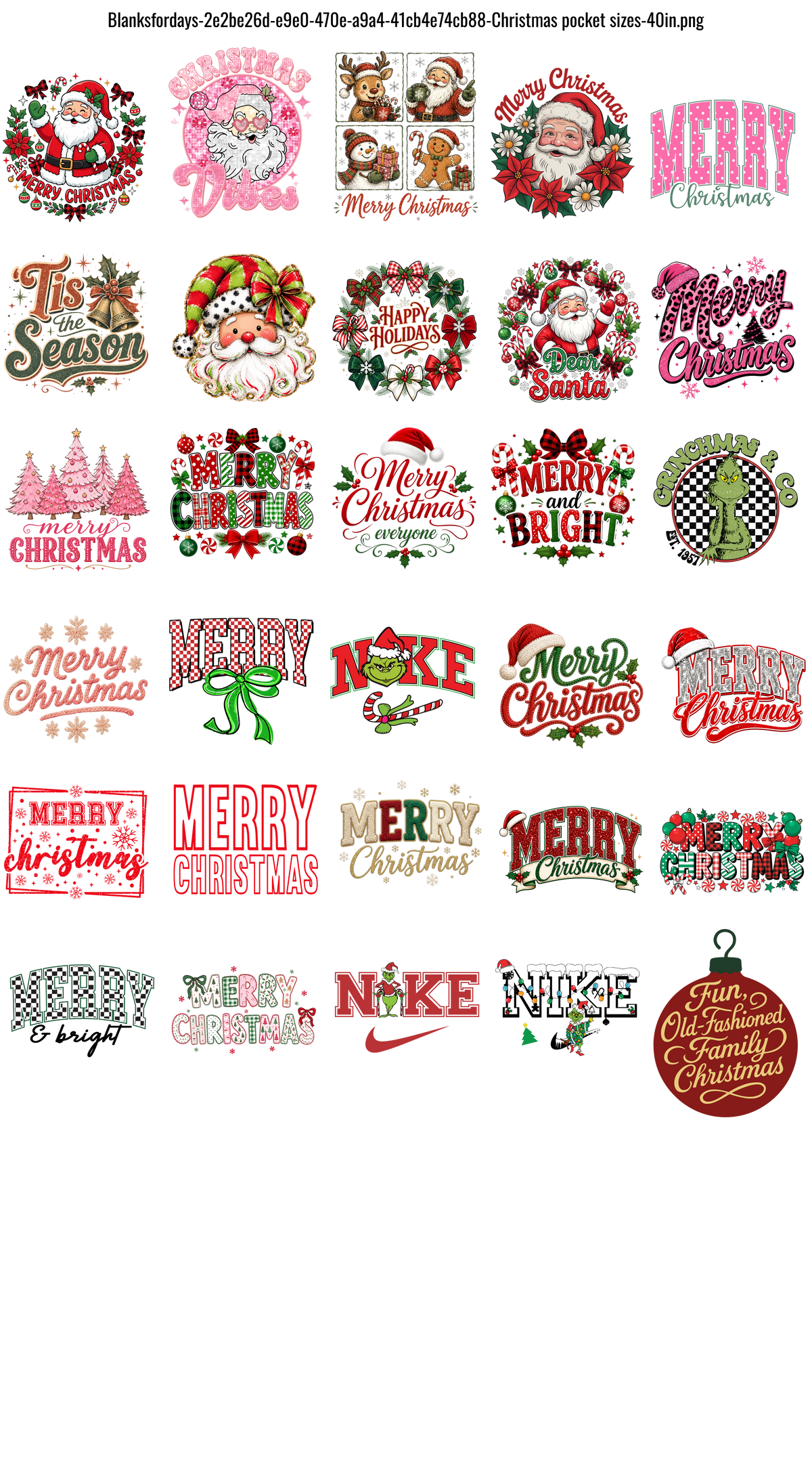 Christmas Pocket Sizes #100522