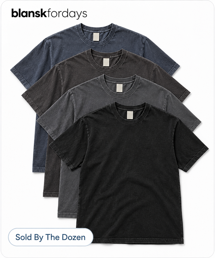 Blackout black and grey garment-dyed tees, sold individually