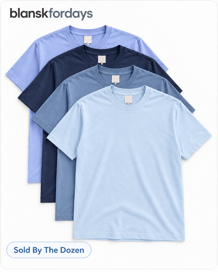 Deep End blue garment-dyed tees, sold individually