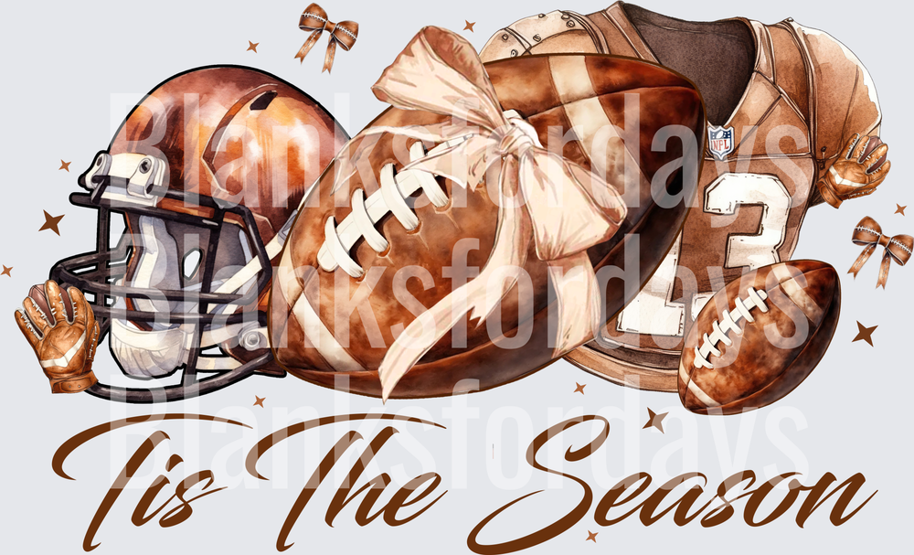 Tis The Season Football Helmet Jersey Coquette Bow Design (DTF)