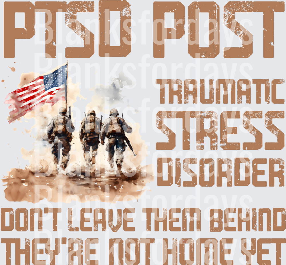 PTSD Post Traumatic Stress Disorder Don't Leave Them Behind Veteran Military Soldiers American Flag (DTF)