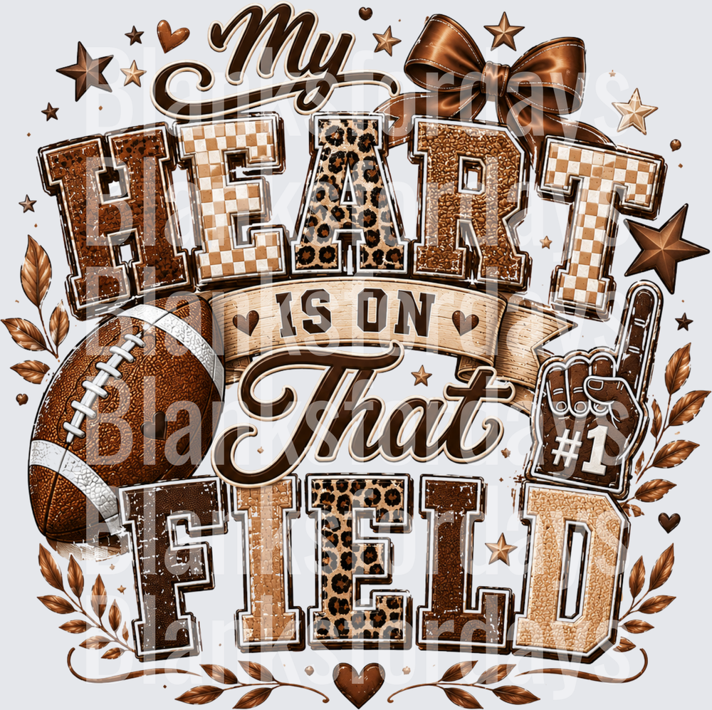 My Heart Is On That Field Football Mom Leopard Brown Design (DTF)