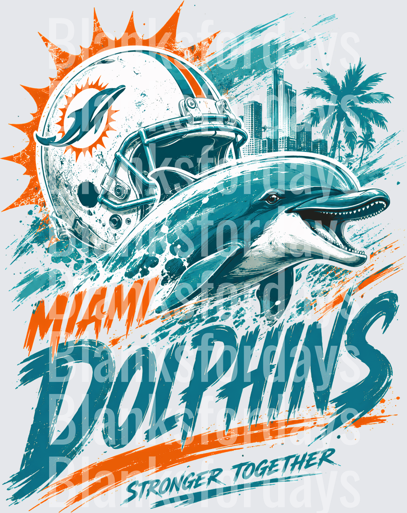 Miami Dolphins Stronger Together NFL Football Helmet Design (DTF)