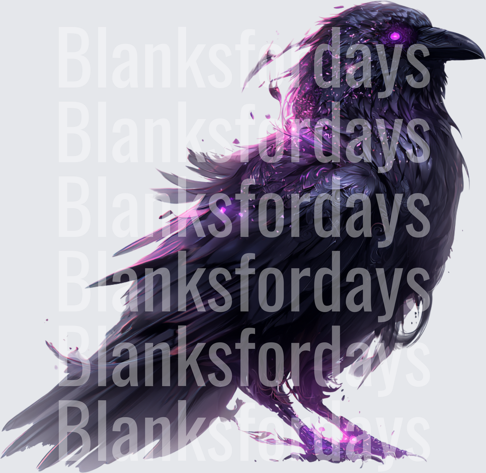 Dark Mystical Raven with Glowing Purple Energy Eyes (DTF)