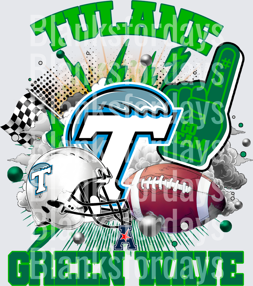 Tulane Green Wave Football Helmet Foam Finger Game Day (DTF)