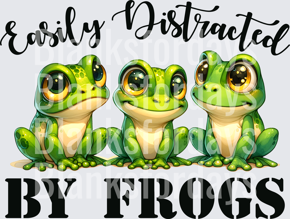 Easily Distracted By Frogs Cute Big-Eyed Green Frogs Trio (DTF)