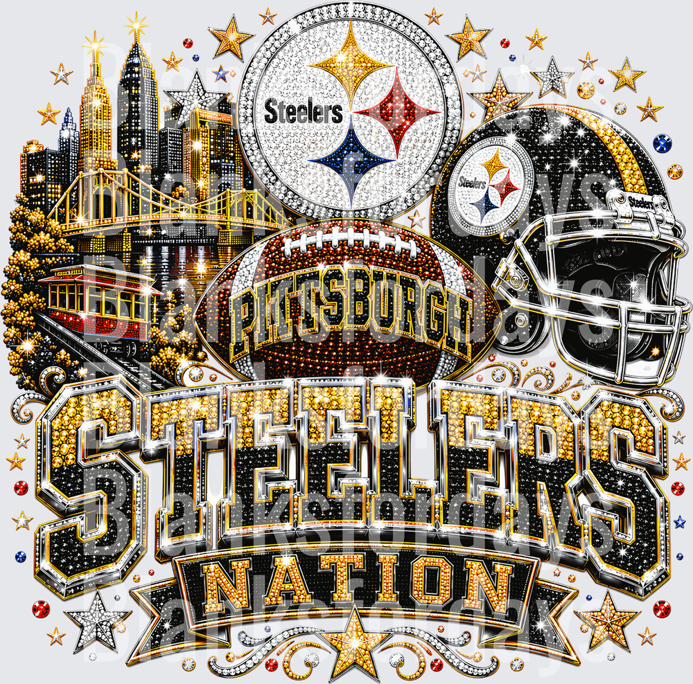 Pittsburgh Steelers Nation Rhinestone Bling Bedazzled Design (DTF)