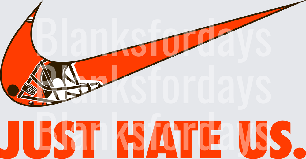 Cleveland Browns Swoosh Just Hate Us Football Helmet Logo (DTF)