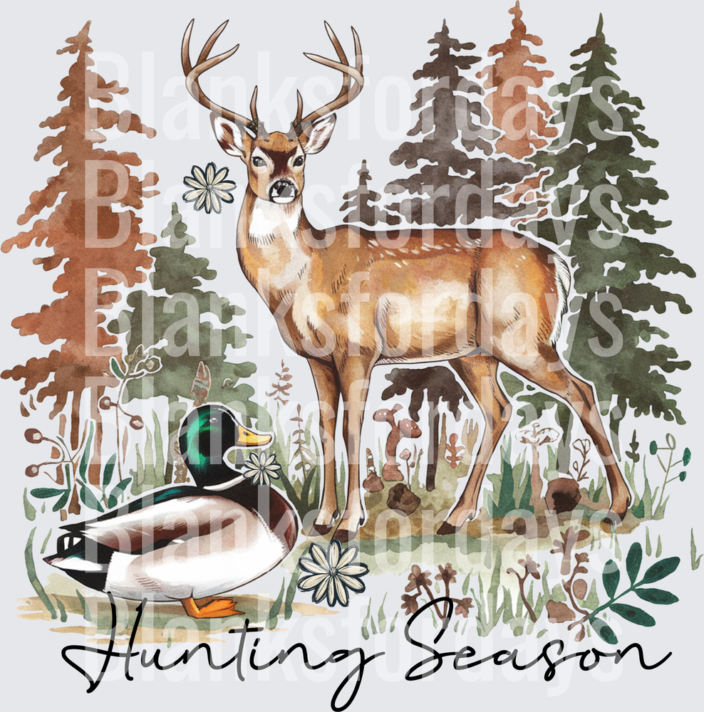 Hunting Season Whitetail Buck and Mallard Duck Forest Scene (DTF)