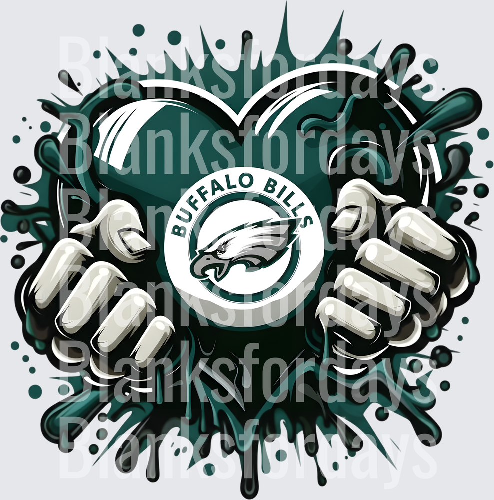 Philadelphia Eagles Heart Hands Splash Logo Design (DTF)