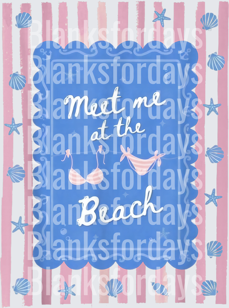 Meet Me at the Beach Bikini Seashell Summer Quote Design (DTF)