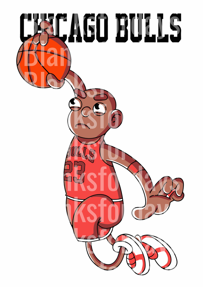 Chicago Bulls 23 Cartoon Dunk Caricature Basketball (DTF)