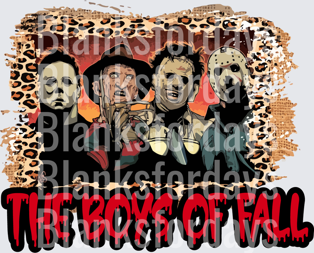 The Boys of Fall Horror Icons Michael Myers Freddy Leatherface Jason Leopard Print (DTF)