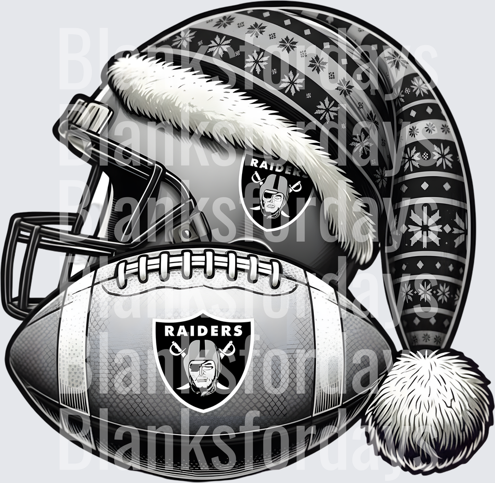 Las Vegas Raiders Christmas Santa Hat Helmet Football (DTF)