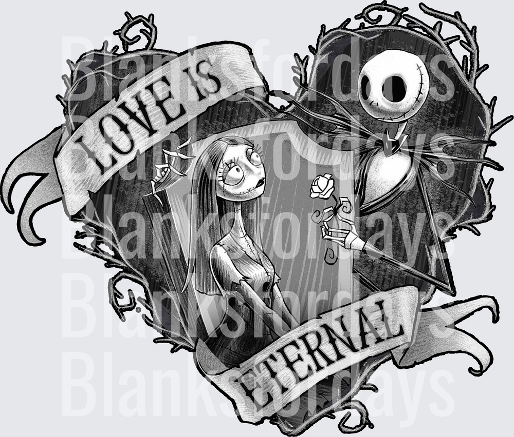 Jack Skellington and Sally Love Is Eternal Heart Design (DTF)