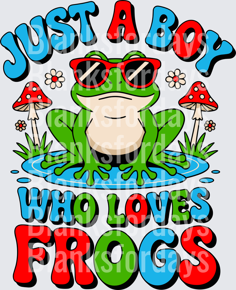 Just A Boy Who Loves Frogs Cool Frog Sunglasses Mushrooms (DTF)
