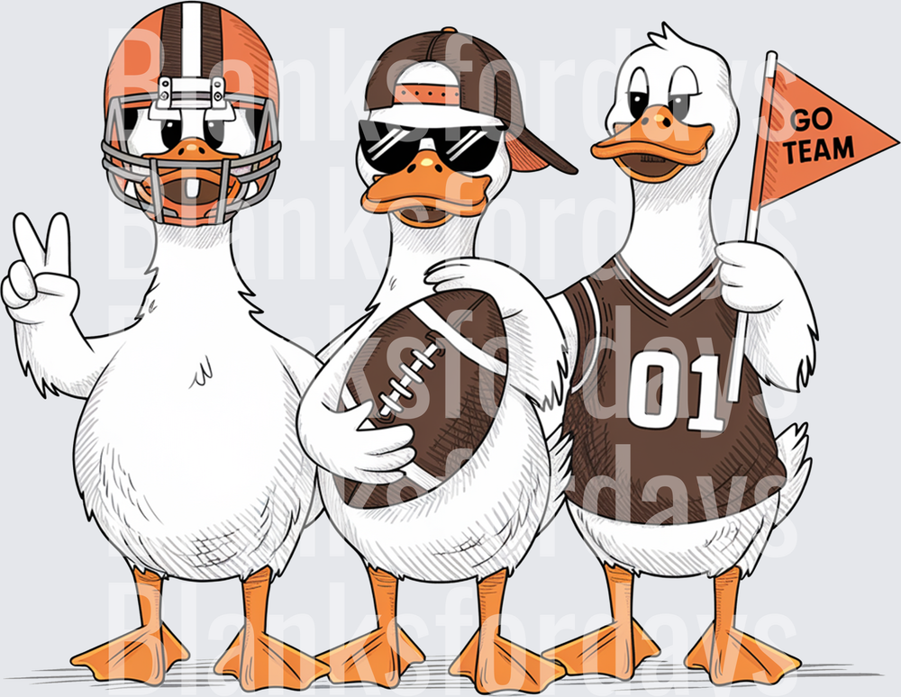 Three Football Fan Ducks Cleveland Browns Colors Go Team (DTF)
