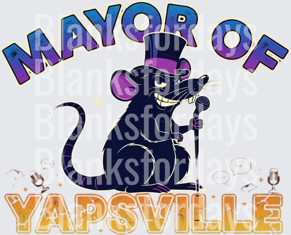 Mayor of Yapsville Rat with Top Hat and Microphone (DTF)