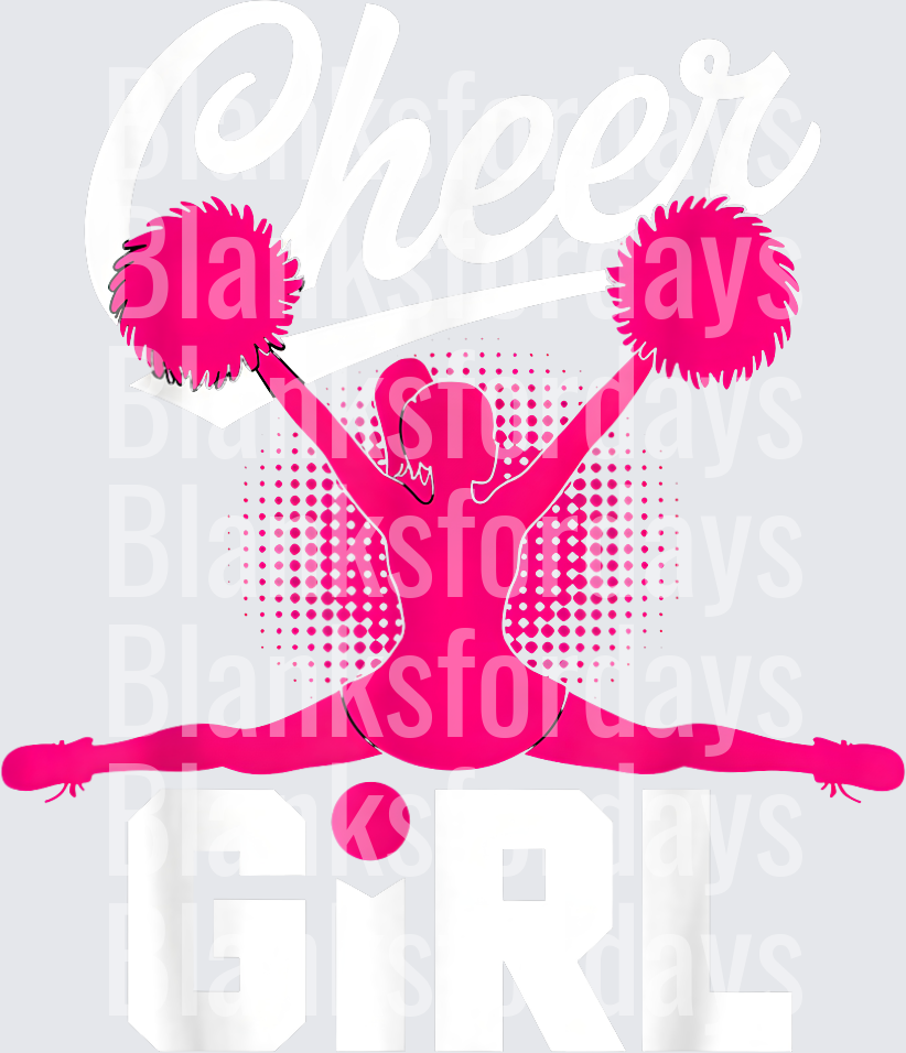 Cheer Girl Hot Pink Silhouette Toe Touch Pom Poms (DTF)