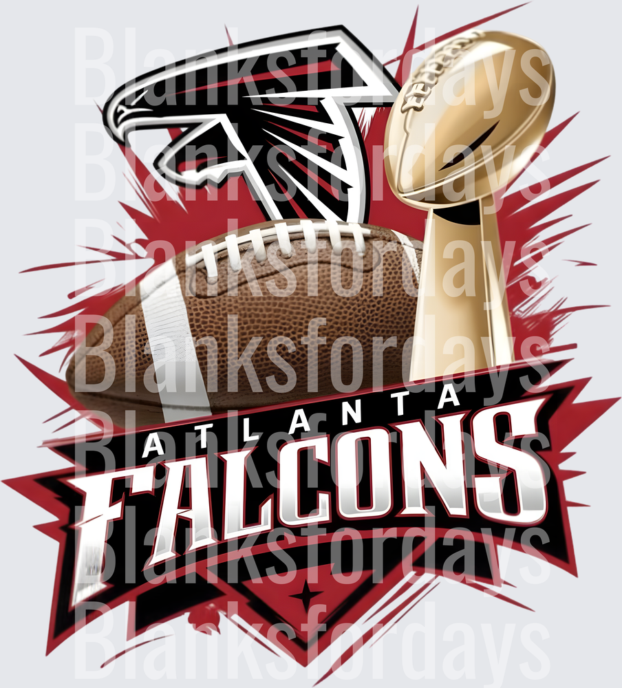 Atlanta Falcons Logo Football and Championship Trophy Burst (DTF)