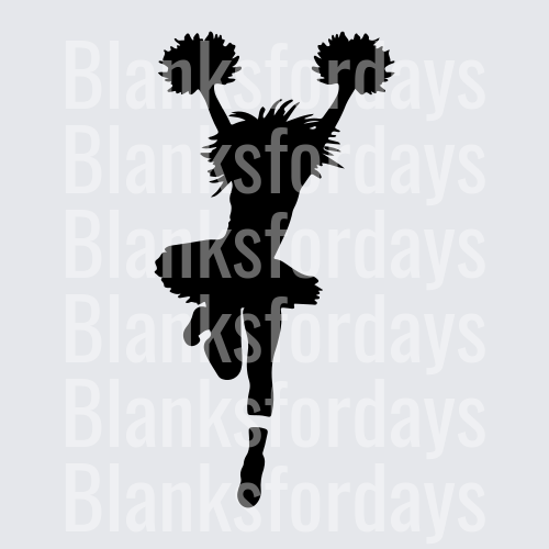 Cheerleader Silhouette Jumping with Pom Poms (DTF)