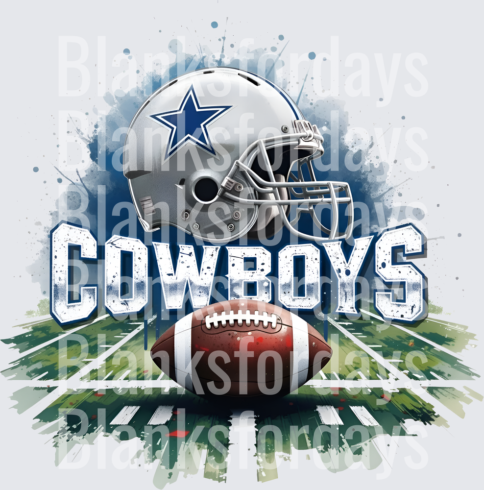 Dallas Cowboys Helmet Football Field Grunge Splatter Design (DTF)