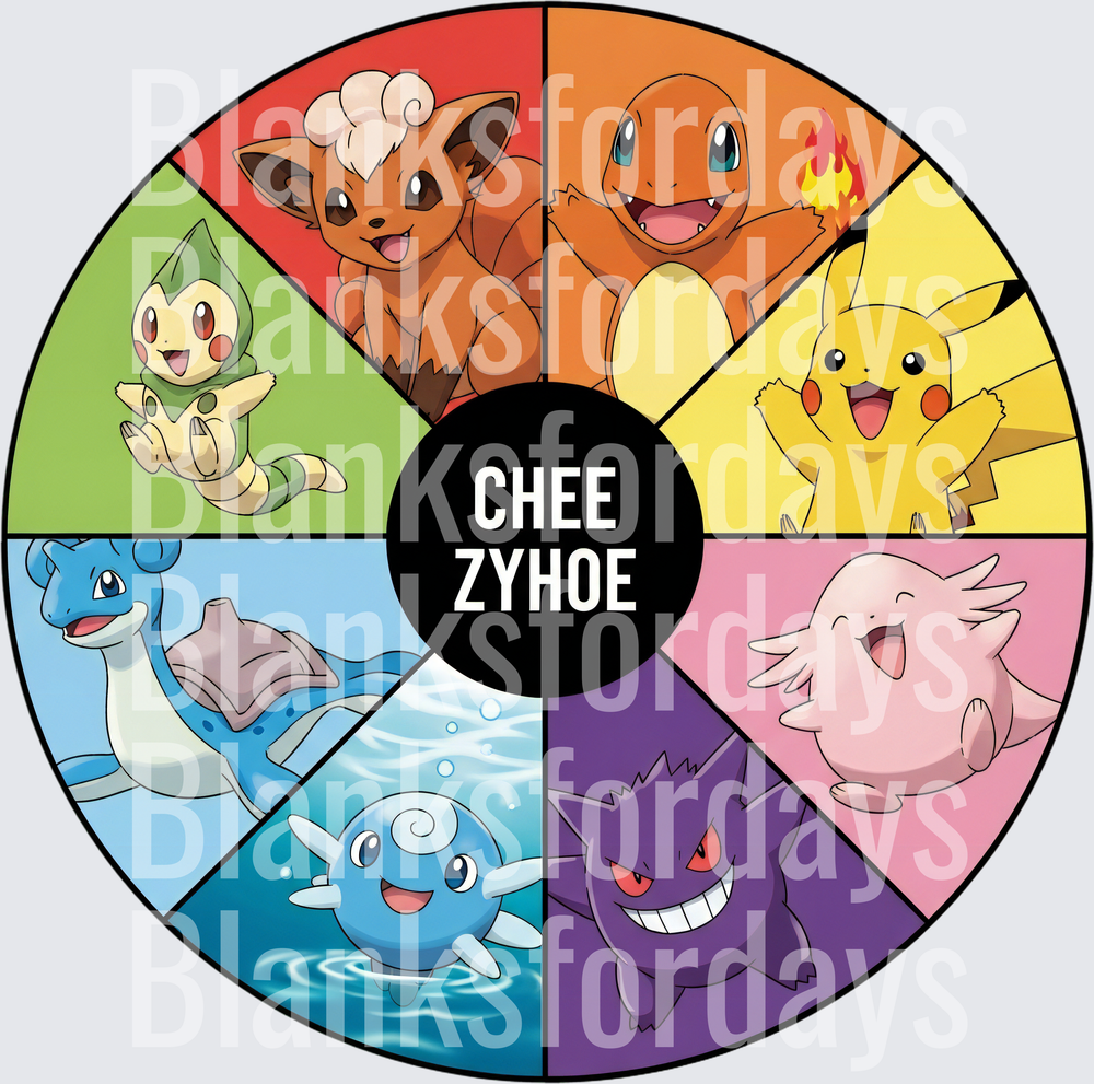 Pokemon Character Wheel Pikachu Gengar Charmander Circle (DTF)