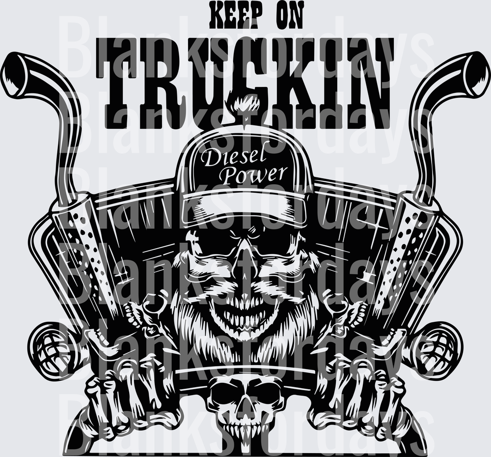 Keep On Truckin Diesel Power Skull Semi Truck Design (DTF)