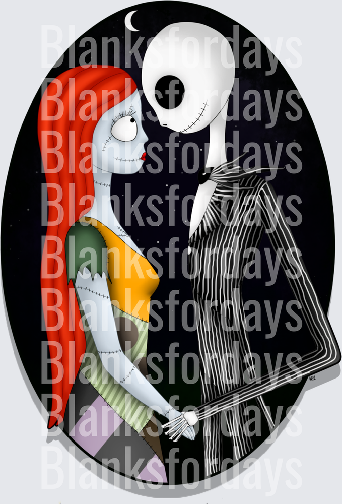 Jack Skellington and Sally Romantic Oval Moon Scene (DTF)