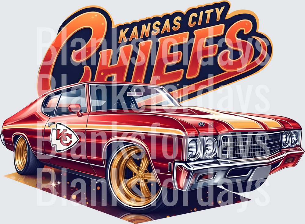 Kansas City Chiefs Classic Muscle Car Red Gold Logo (DTF)