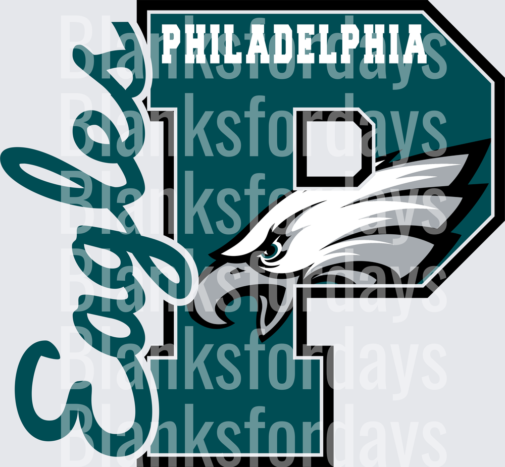 Philadelphia Eagles Script Letter P NFL Fan Design (DTF)
