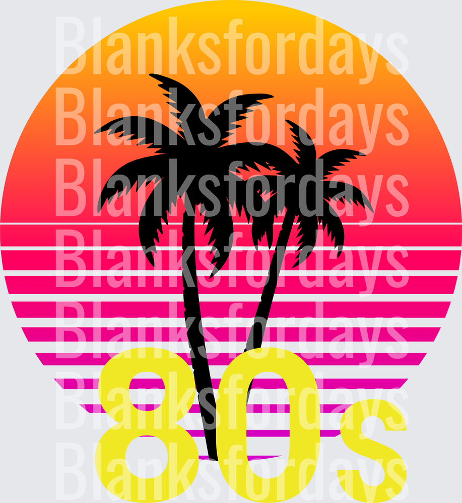 Retro 80s Sunset Palm Tree Silhouette Neon Vaporwave (DTF)