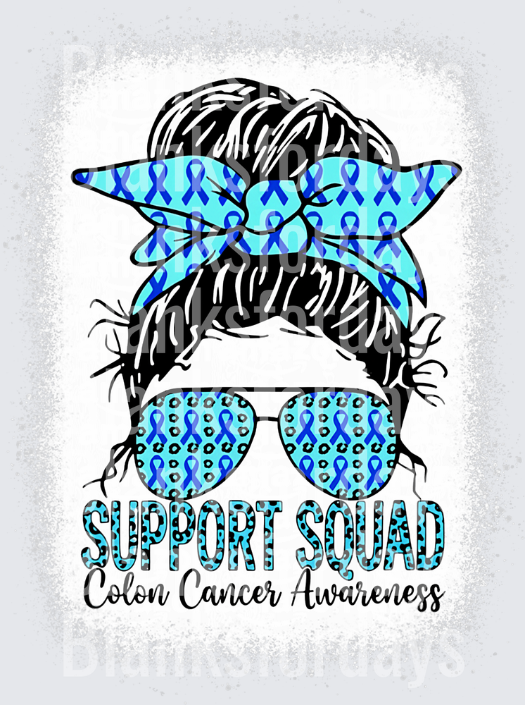 Support Squad Colon Cancer Awareness Messy Bun Woman (DTF)
