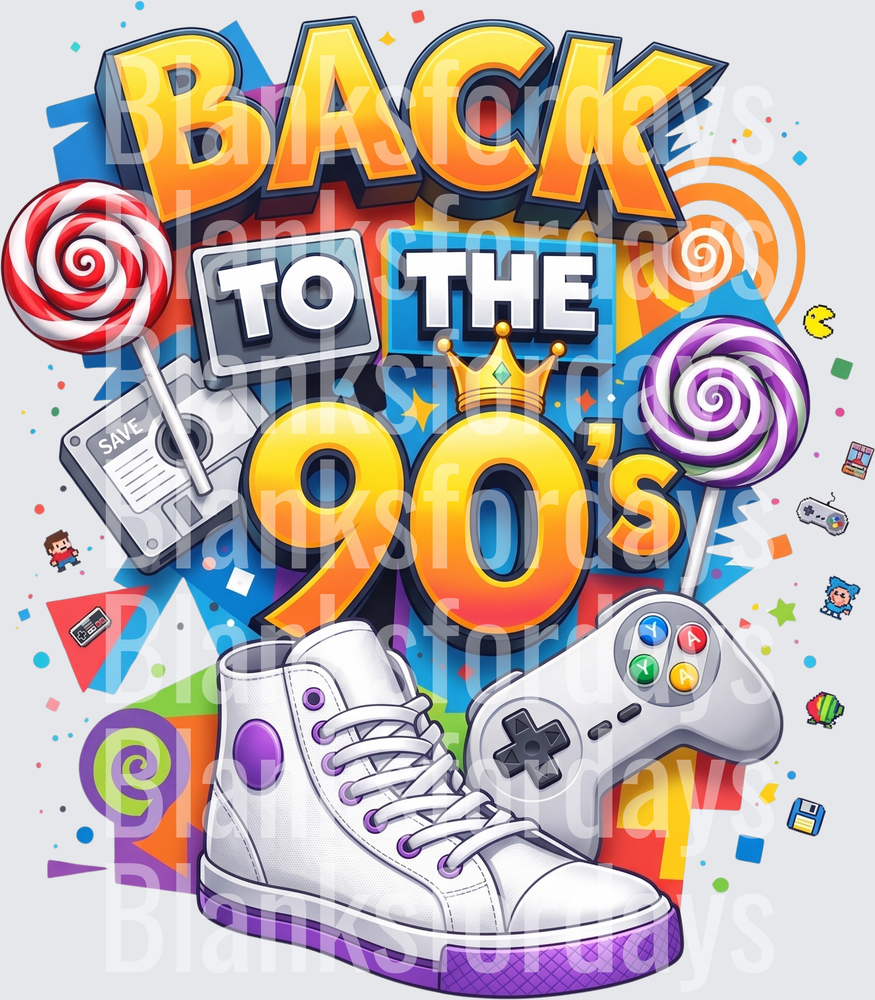Back To The 90s Nostalgia Retro Gaming Sneaker Lollipop (DTF)