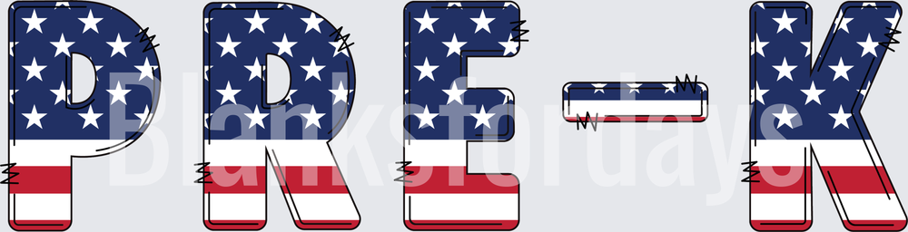 PRE-K American Flag Stars and Stripes Bold Letters (DTF)