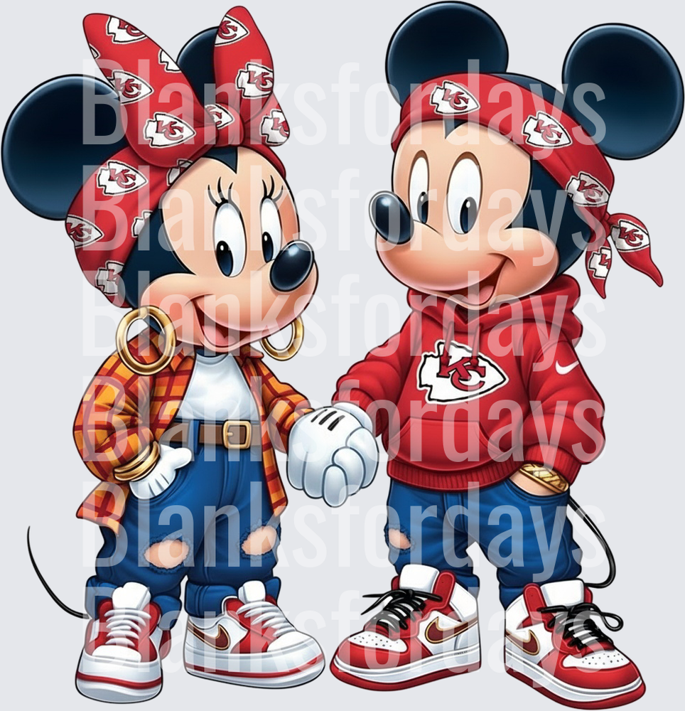 Mickey and Minnie Mouse Kansas City Chiefs Streetwear Duo (DTF)