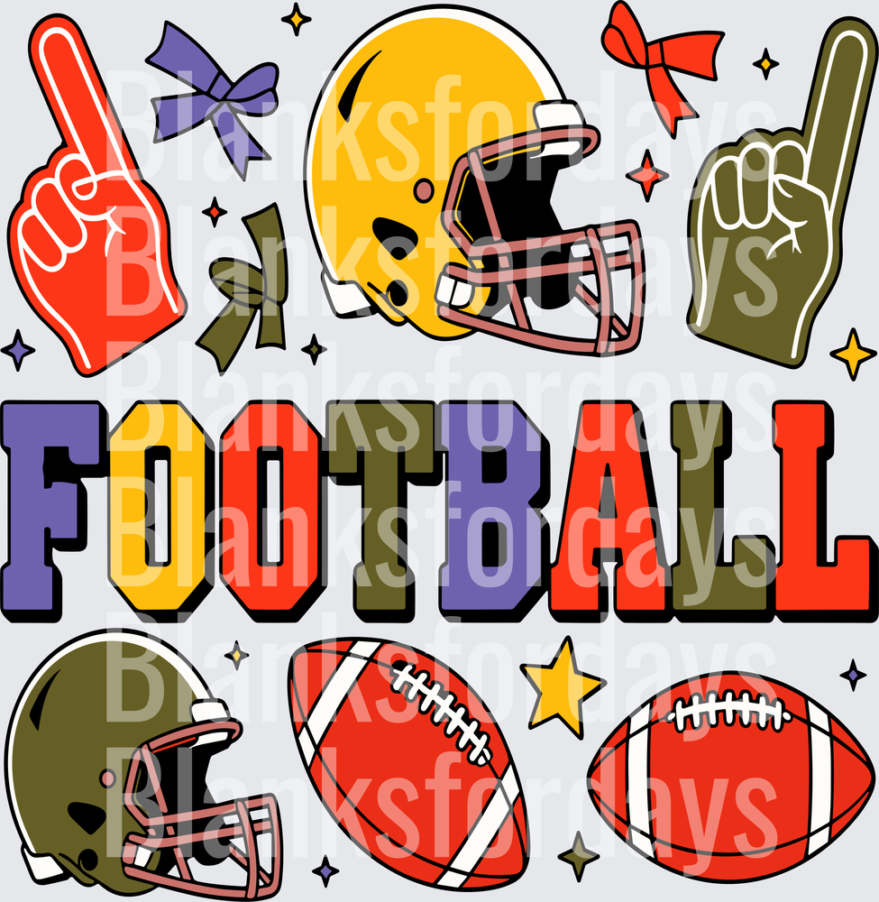 Colorful Football Season Helmet Foam Finger Fan Spirit Bundle (DTF)