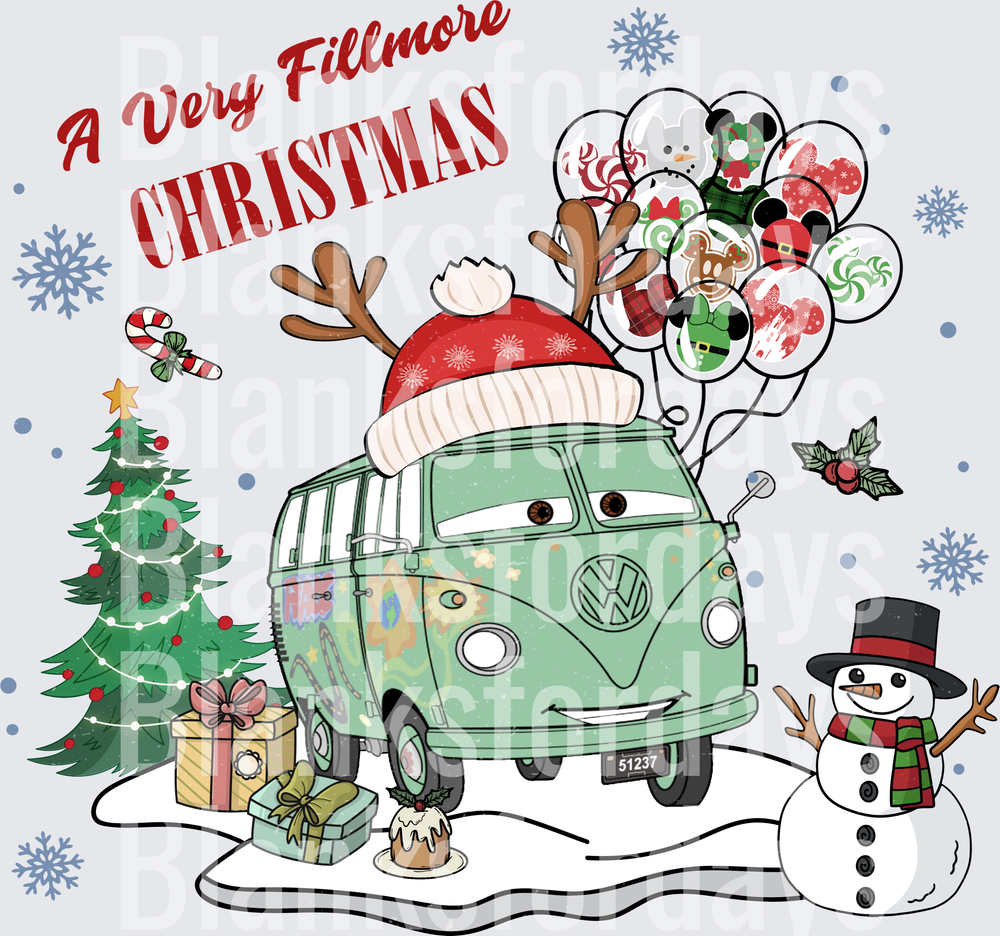 A Very Fillmore Christmas Cars Disney Holiday Scene (DTF)