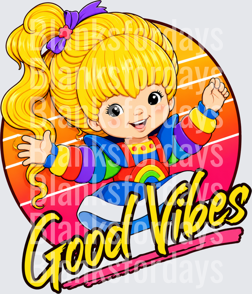 Rainbow Brite Good Vibes Retro Sunset Design (DTF)