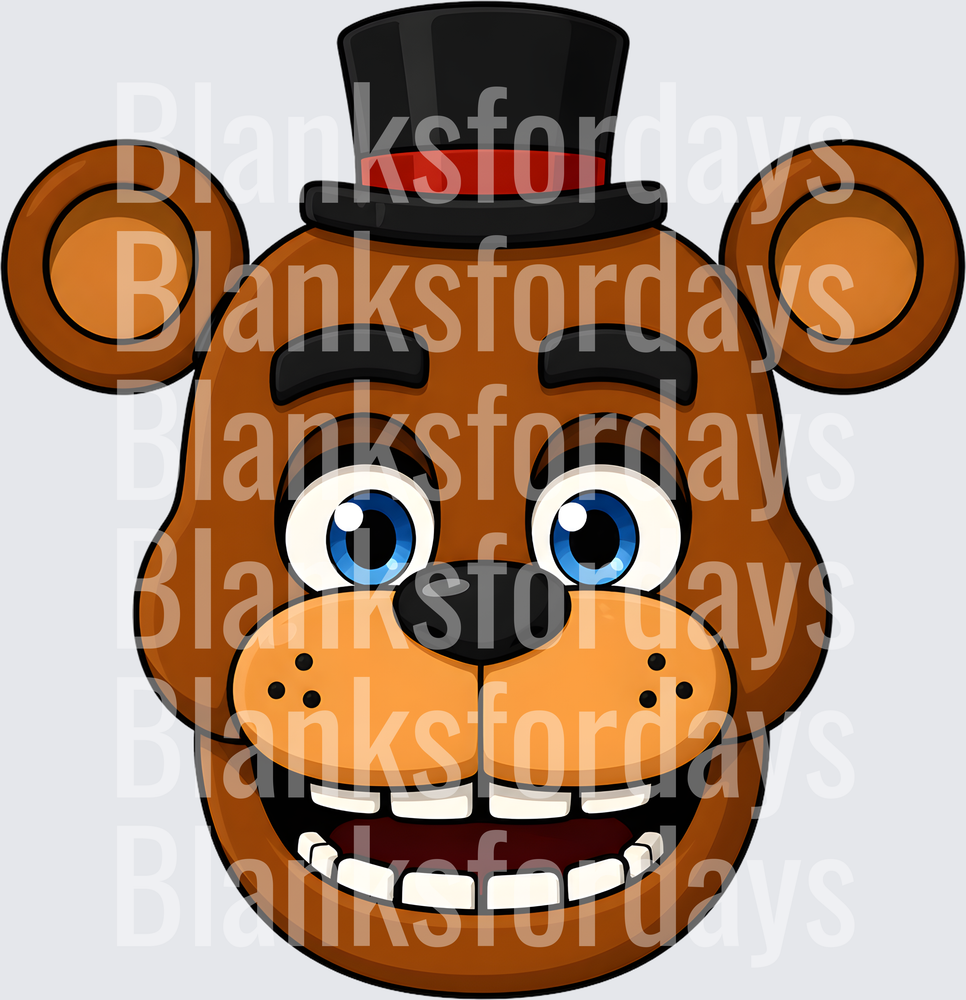 Freddy Fazbear Face FNAF Animatronic Bear Head (DTF)