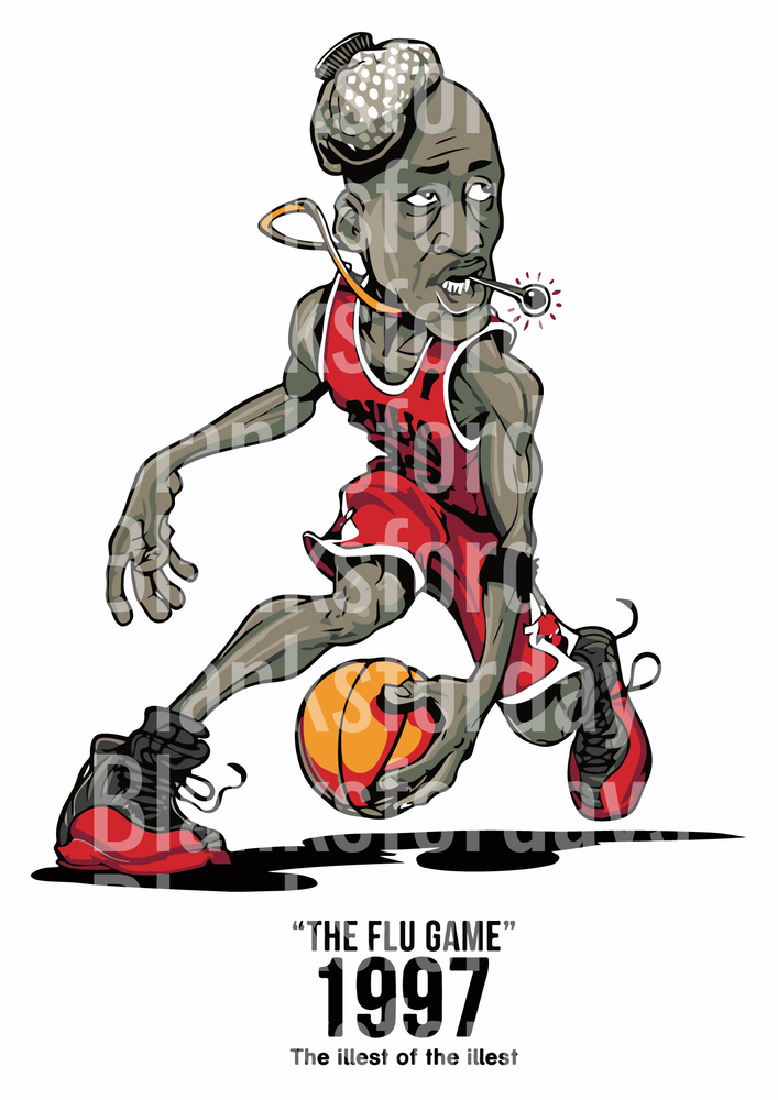 Michael Jordan Flu Game 1997 The Illest Caricature (DTF)