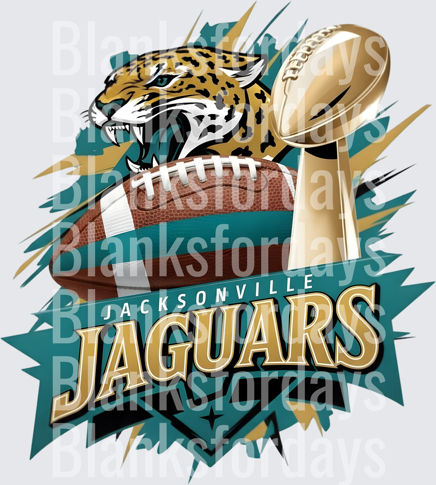 Jacksonville Jaguars Jaguar Mascot Football Trophy Design (DTF)