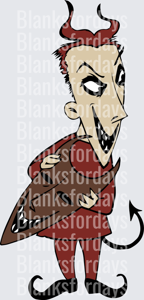 Retro Cartoon Devil with Horns Wings and Arrow Tail (DTF)