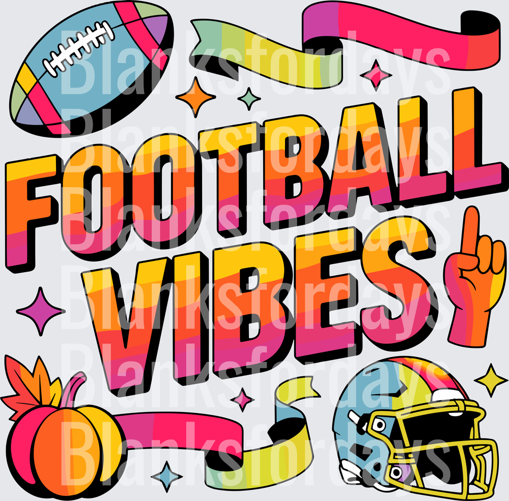Football Vibes Colorful Retro Rainbow Fall Season Design (DTF)