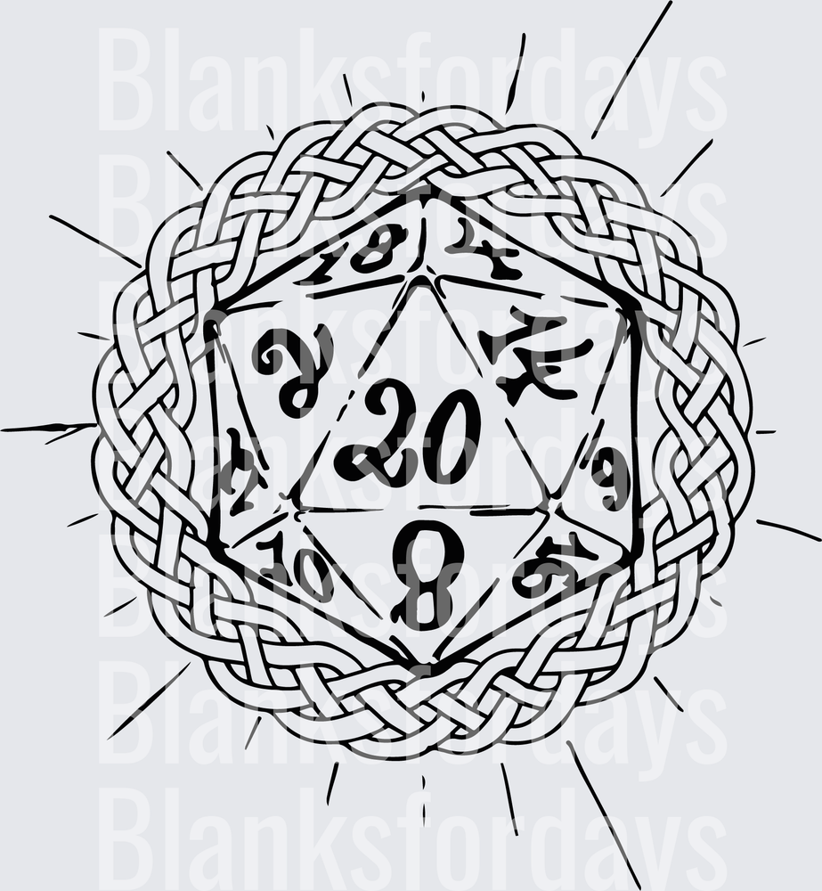 Celtic Knot D20 Dungeons and Dragons Dice (DTF)