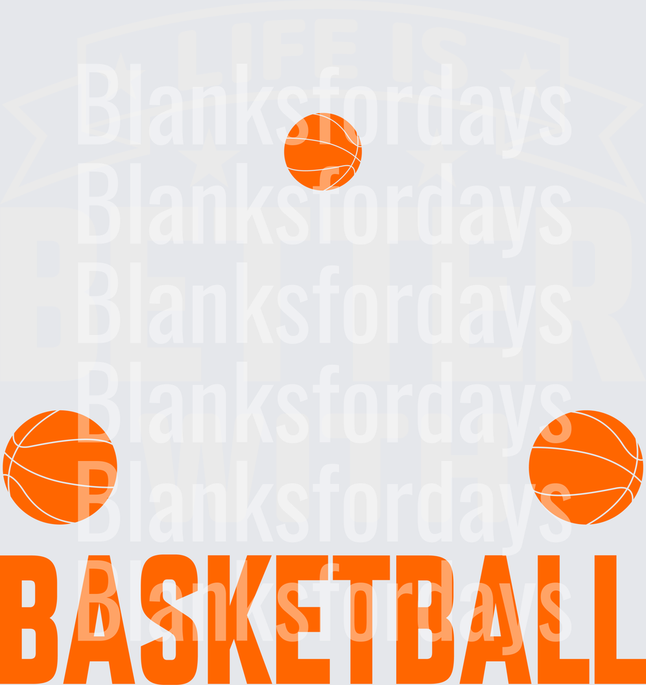 Bold Orange Basketball Text Design with Three Balls (DTF)