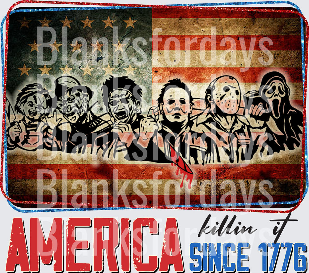America Killin It Since 1776 Horror Icons Patriotic Flag (DTF)