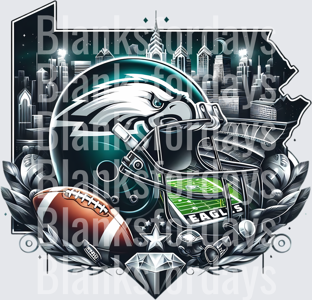 Philadelphia Eagles Helmet Pennsylvania Skyline Football (DTF)