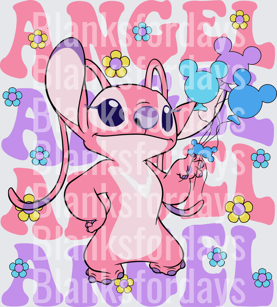 Angel from Lilo & Stitch with Mickey Balloons and Flowers (DTF)