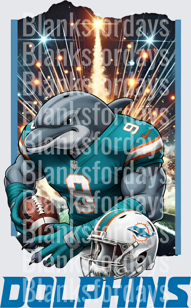 Miami Dolphins Mascot Shark NFL Football Graphic Design (DTF)